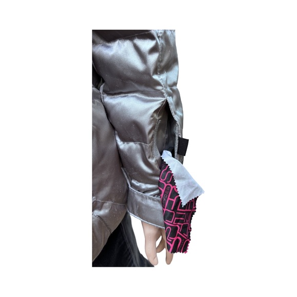 Spyder Silver Puffer Jacket Faux Fur Hooded Coat Juniors 14 - Picture 5 of 12